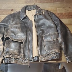 Vintage Leather Bomber Style Jacket